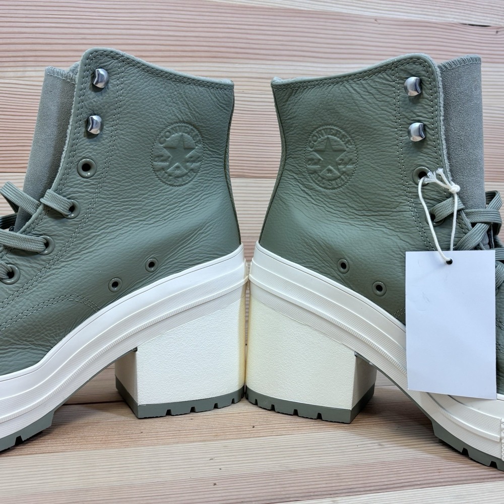 Converse Chuck 70 De Luxe Heel Hi Platform  A10378C Green Men 10 Woman 12 Leathe - Picture 9 of 12